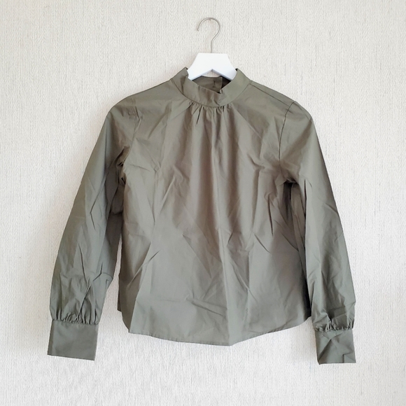 Banana Republic Olive Green Mock Neck Blouse